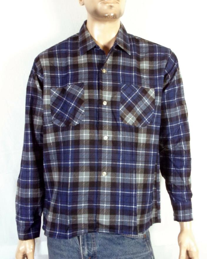 vtg 50s rare NOS NWOT Dan River Randolph Flannel Shirt Loop Collar Rockabilly L