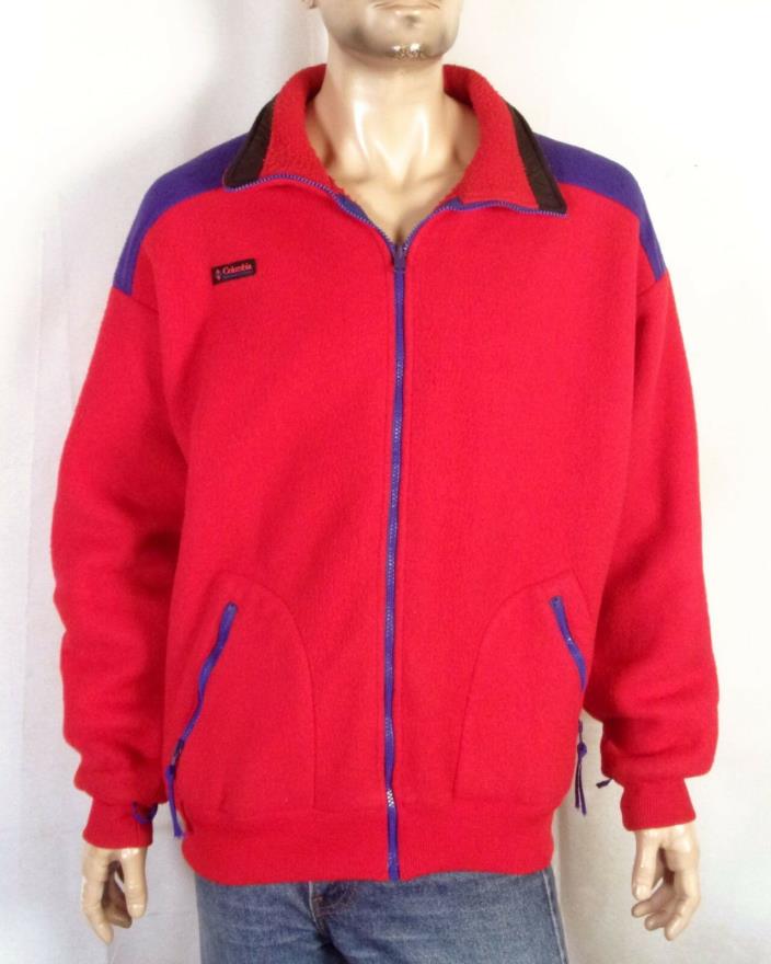 vtg 80s 90s MINT Columbia Colorblock Thick Fleece Full Zip Jacket Men's Tall XL