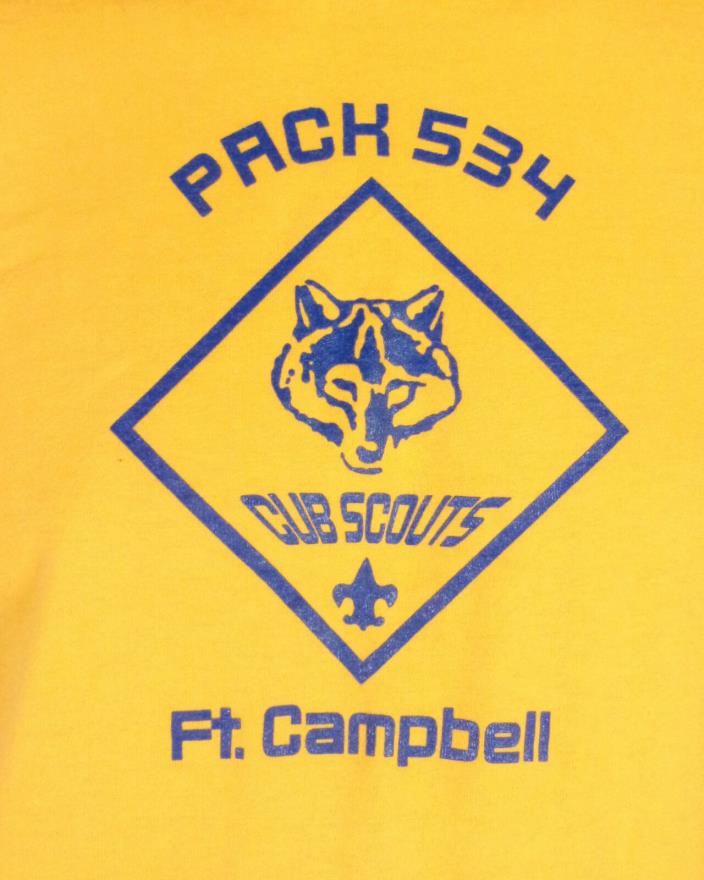 vtg 80s 90s BSA Boy Cub Scouts Pack 534 T-Shirt Ft. Campbell Kentucky sz L