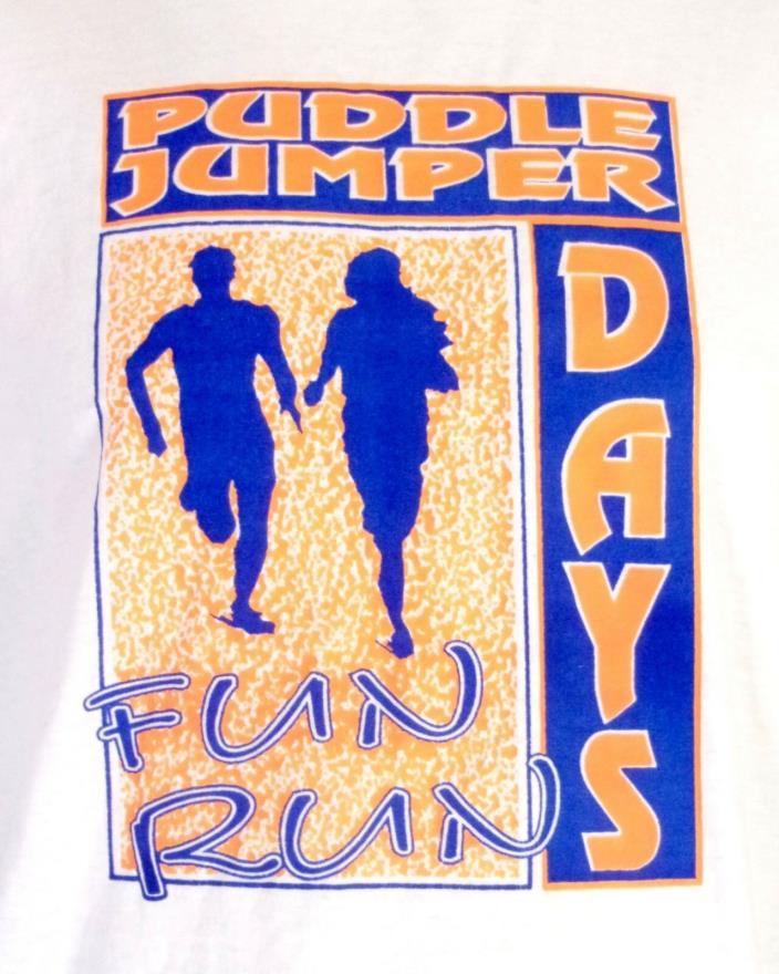vtg 80s 90s soft thin Puddle Jumper Days Fun Run T-Shirt Runner Jogger Track XL