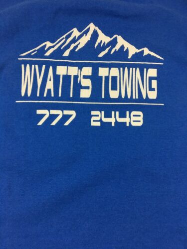 Vintage Pocket T Shirt Wyatt’s Towing  1990’s Size Medium Blue