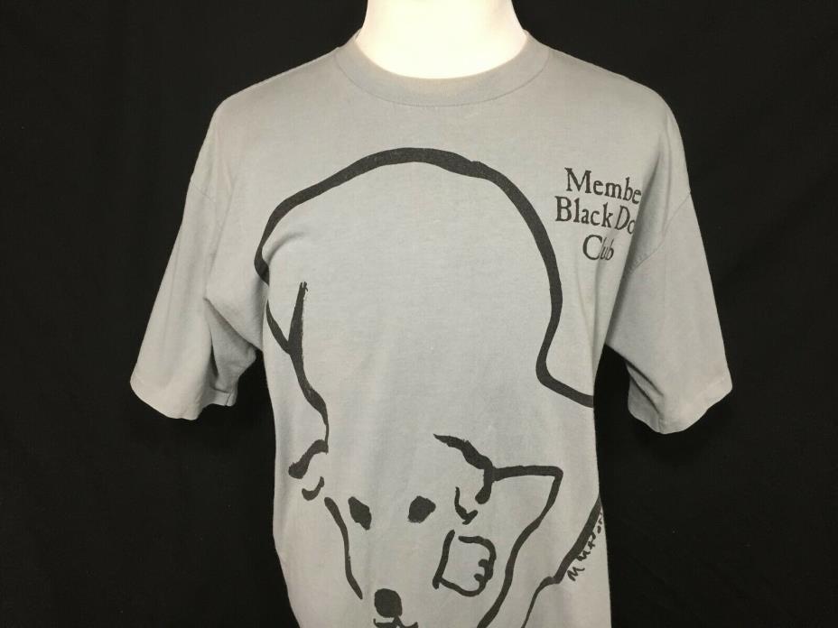 Black Dog Club Member Adult XL Gray Black T Shirt Oneita Vintage 1990s Tee