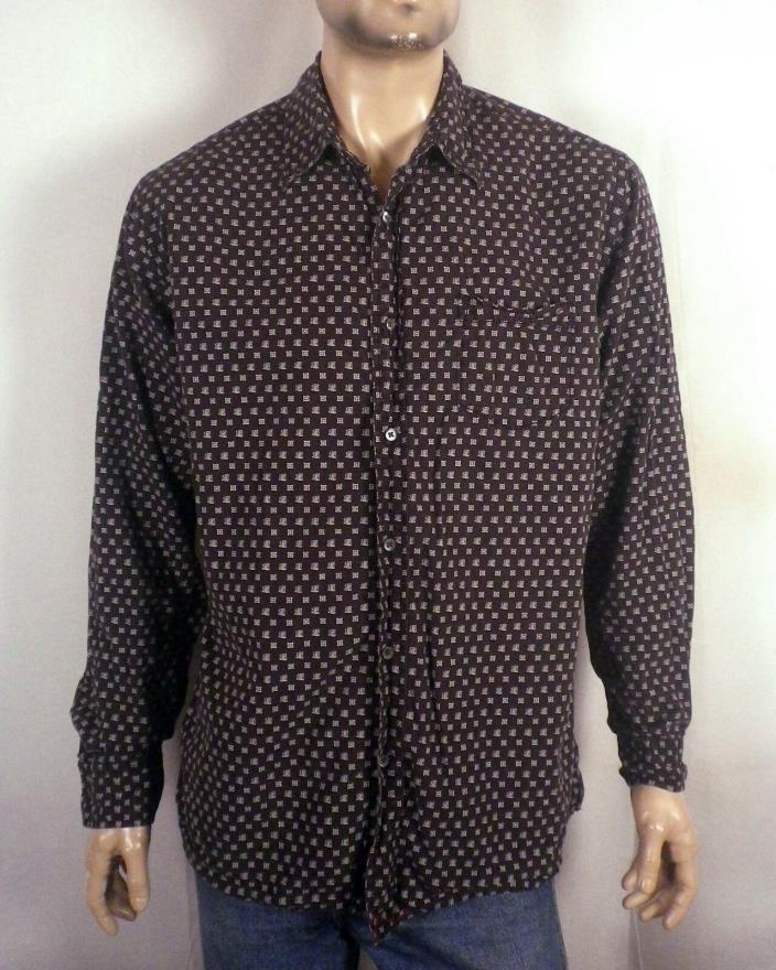 vtg 90s euc Lucky Brand Rockabilly Atomic Print Button Down Shirt long sleeve XL