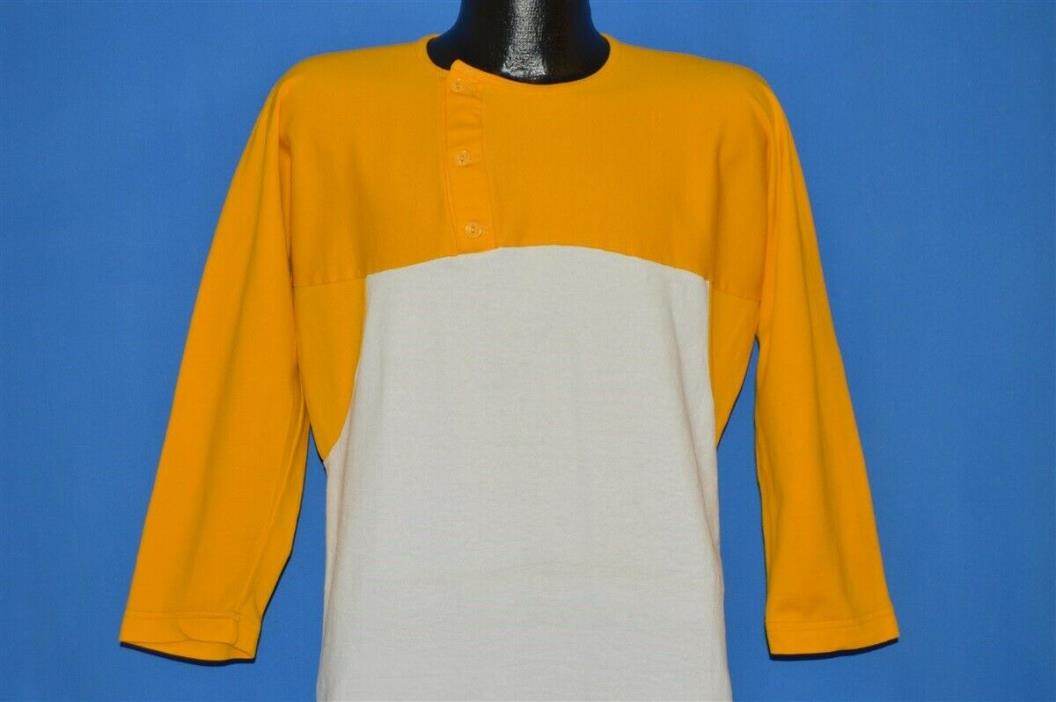 vintage 70s RUSSELL ATHLETIC WHITE YELLOW OFF CENTER JERSEY BLANK t-shirt M