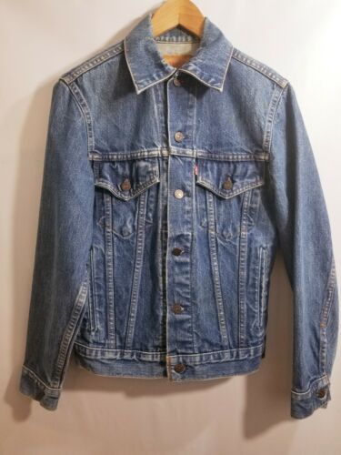 Vintage 80s LEVI'S 70506 0216 Blue Denim Trucker Jean Jacket Sz 34 Canada