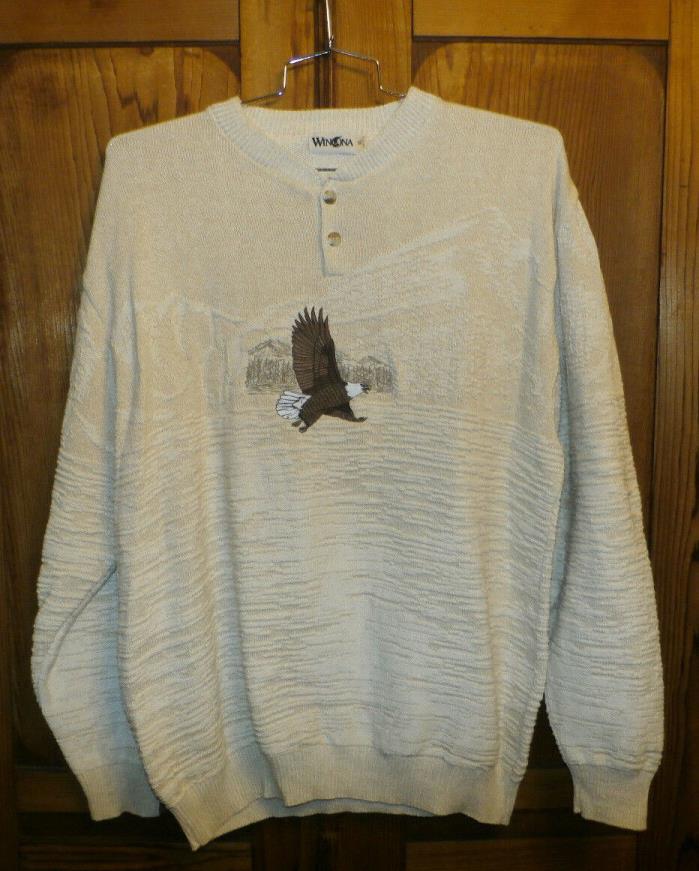 Men's Sz XL Vintage Winona EAGLE Mountain Sweater Pull-over Beige