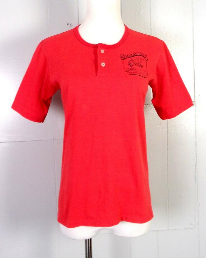 vtg 80s soft thin Sportsman's Resort Fishing Flippin Ark. T-Shirt Henley indie S