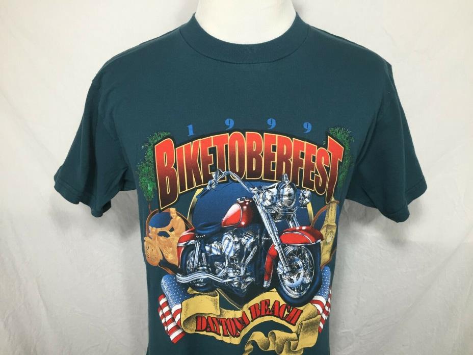 Biketoberfest Daytona Beach Florida Adult Mediun Blue T Shirt Vintage 1999 Tee