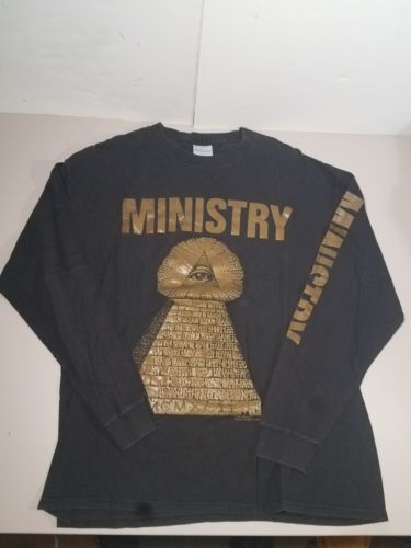 vtg 1991 MINISTRY PSALM 69 Long Sleeve SHIRT XL Manson NIN Godflesh Lard