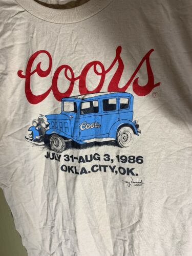 Vintage 1980s T-shirt Coors Beer XL Hot Rod Rat Rods 1986 Oklahoma