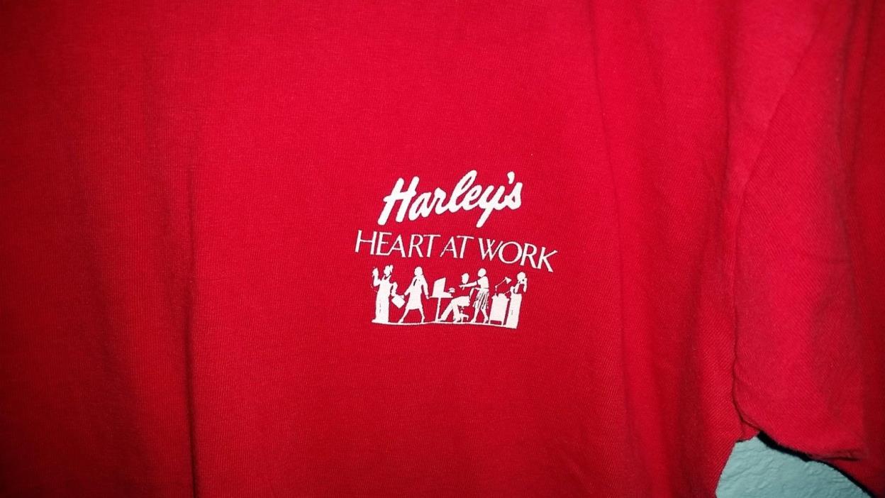 Rare Vintage 70's Harley's Heart At Work Red T-Shirt - Size Large - Healthknit