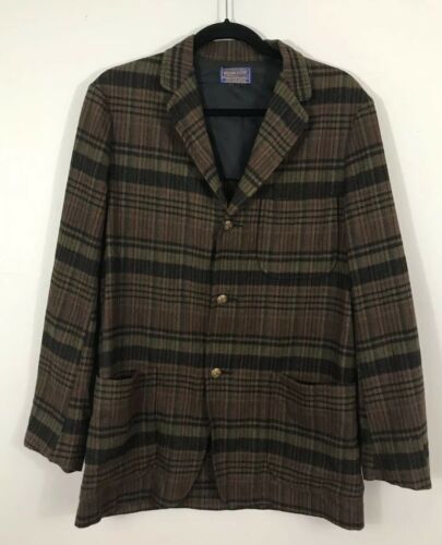Men’s Vintage 1950s Pendelton 100% Wool 3 Button LS Plaid Rockabilly Jacket