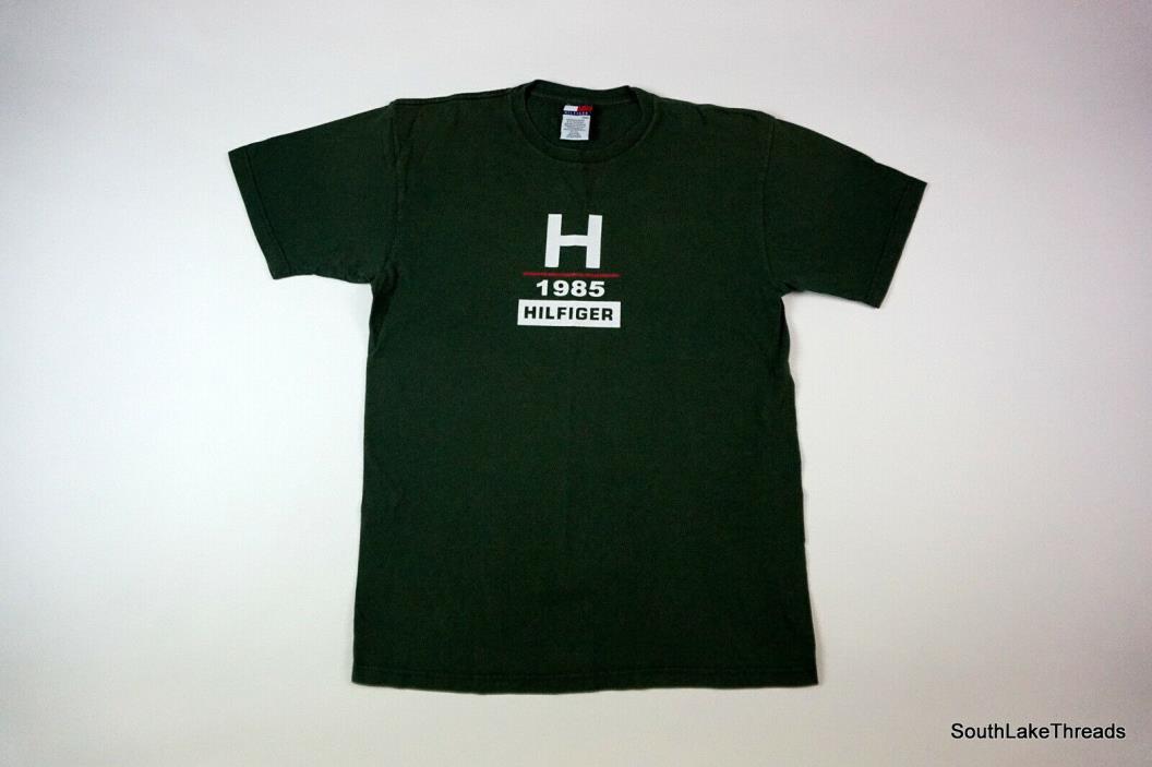 Vintage Men's Tommy Hilfiger 1985 H Spellout T-Shirt Green Sz Medium