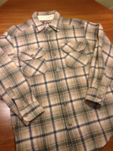 Vtg Woolrich Wool USA Mens L Red Tag Plaid Heavy Shirt Rare!