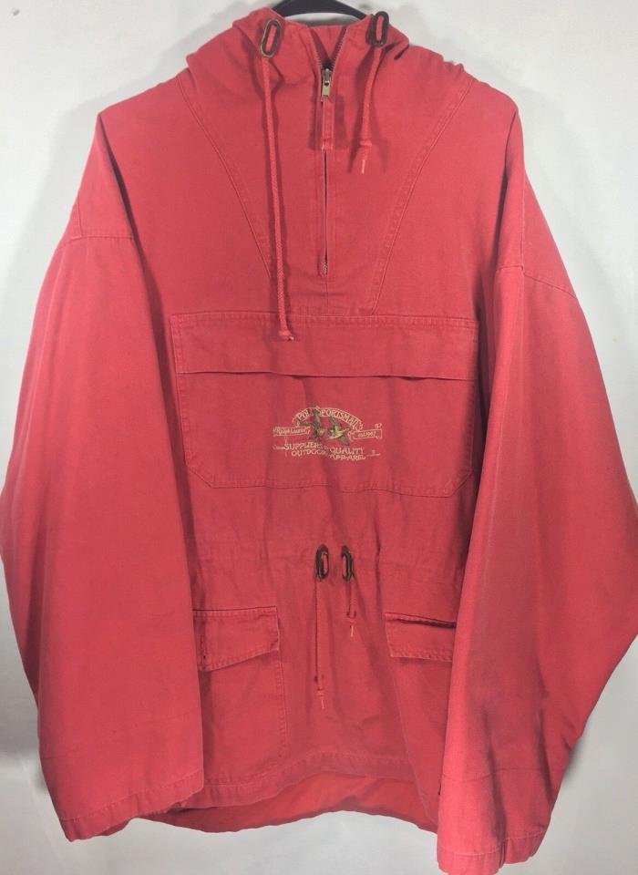 Size Large Vintage 90's Polo Sportsman Ralph Lauren Red Denim Long Jacket Coat