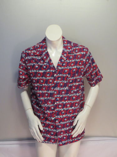 Vintage Hawaiian Aloha Shirt - Palm Tree Square Pattern-Hilo Hattie Men's XL
