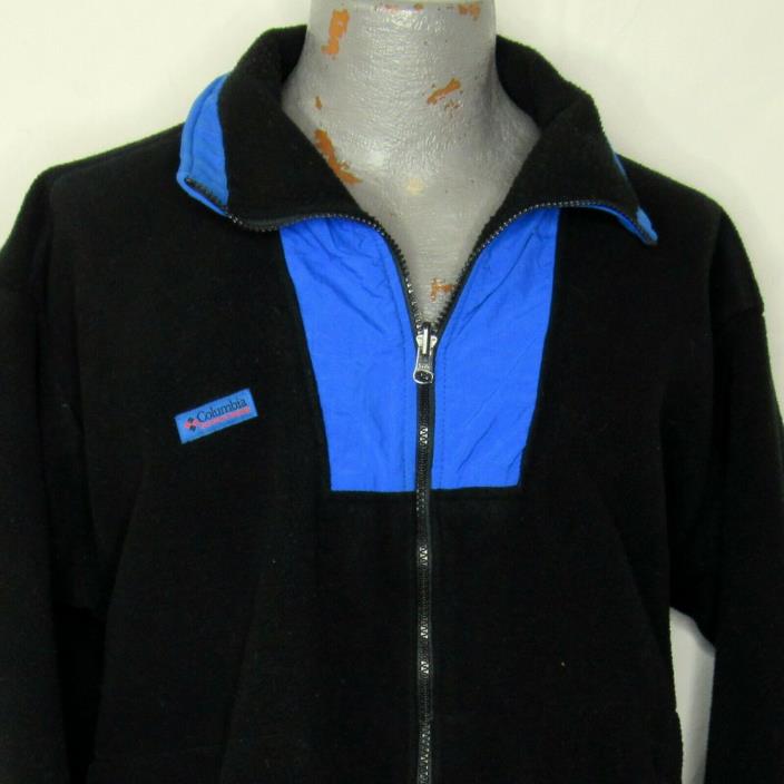 Vintage Columbia Sportswear 90's Fleece Jacket Size XL Black Blue Made in the US