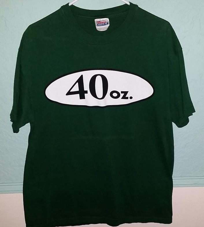 Rare 90's Vintage 40 oz. Malt Liquor Forest Green T-Shirt - Size Large - Sublime