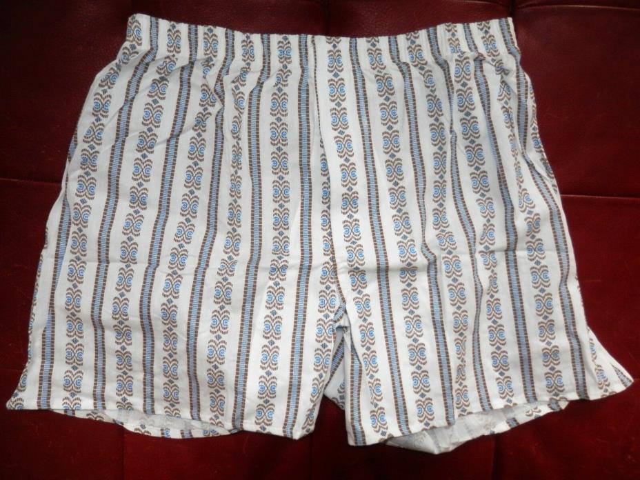 Vintage New size 36 Boxer Shorts Underwear Sears Mens Store NOS Blue Brown Print