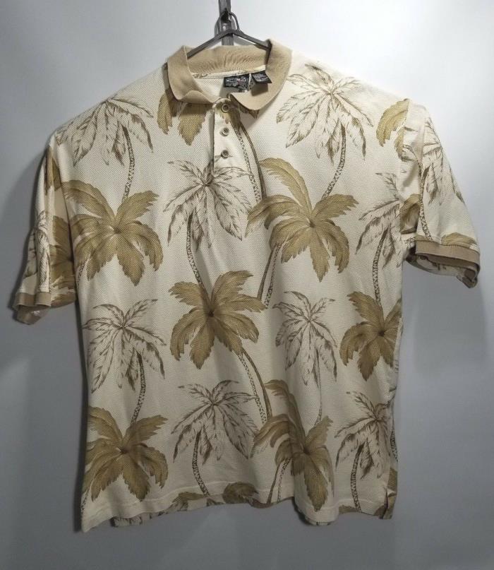 OP Sport Hawaiian Aloha Shirt Tropical Palm Trees 100% Cotton