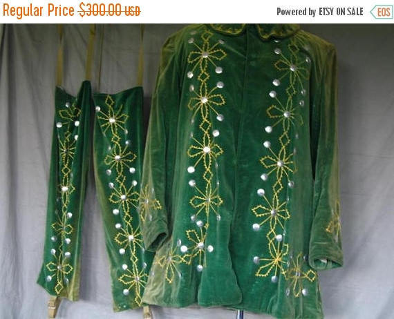 Ritual Robe Oddfellows 1900s Outer Conductor Green Velvet Gold Embroidery