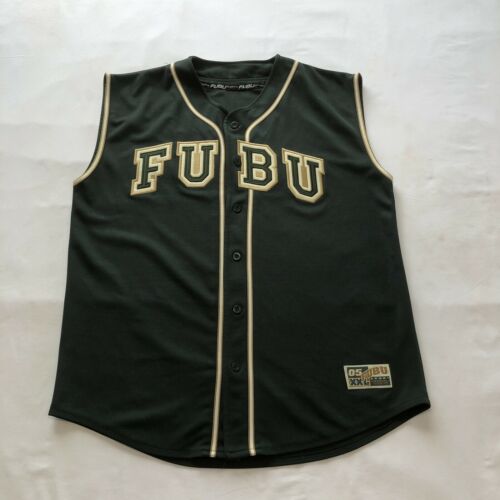 VTG 90s FUBU SPORT All Star Team Baseball Button Up Jersey Shirt Mens size XXL