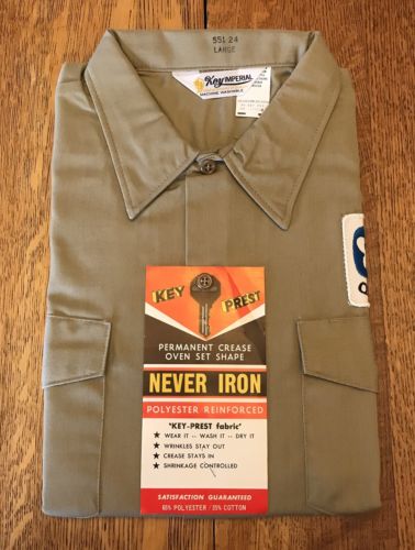 Vintage Quaker Oats Key Imperial Key Prest Mens Work Uniform Shirt Sz Large NOS