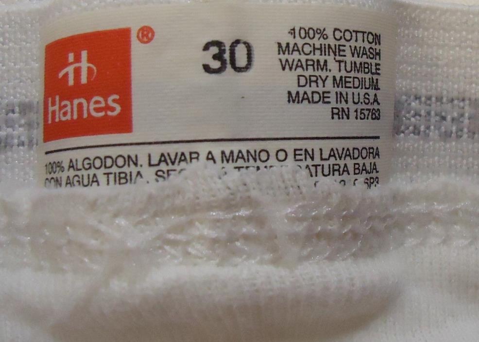 NOS Vtg 80s Hanes 100% Cotton Tighty White Briefs sz 30 UNWORN Oldstock