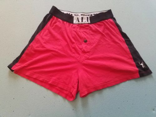 MEN'S Vintage  Boxer Sleep Shorts SZ Small 90s Ali boxing red black RARE!!!