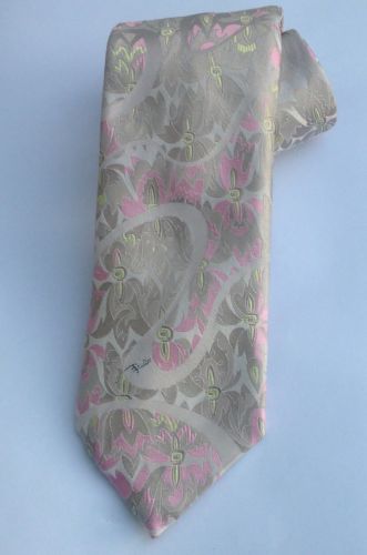 Vintage Emilio Pucci Pink Gold Floral Jacquard Silk Mens Tie Dress 60s 70s Italy