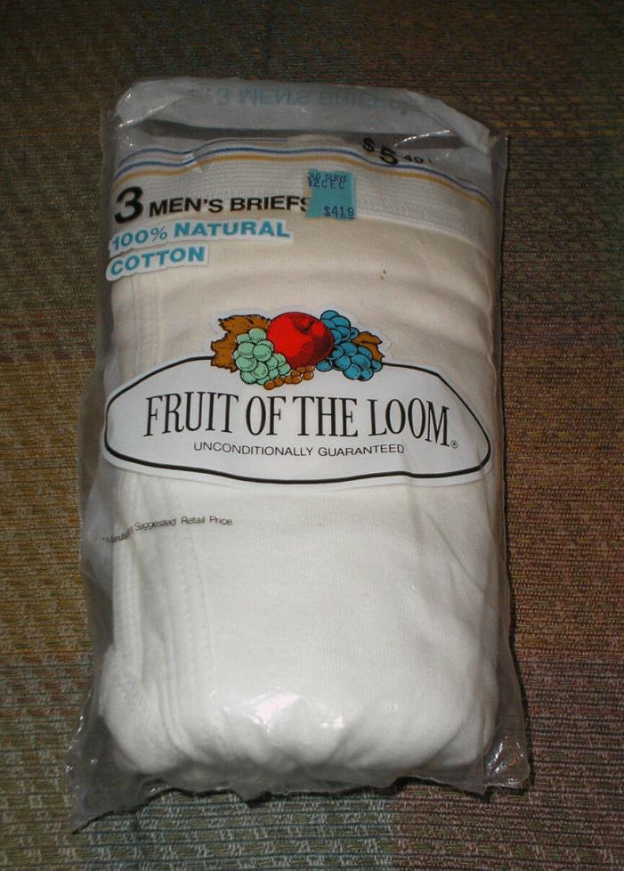 Vintage 70s Fruit of the Loom Underwear 3 Pack Men's 38-40 Large Cotton Briefs