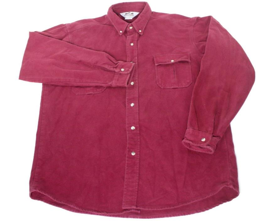 VTG Sportsmans Guide Thick Heavy Maroon Flannel Chamois Outdoor Shirt Sz XL USA