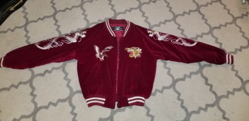 VINTAGE JAPAN SUKAJAN JUNGLE STORM TIGER YOKOSUKA VELVET JACKET EMBROIDERY