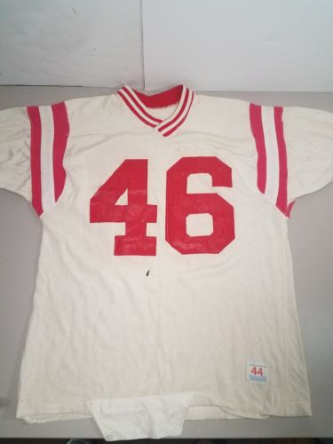 VINTAGE 60s 70s game worn CHAMPION FOOTBALL JERSEY 44 COLLEGE jersey front pouch