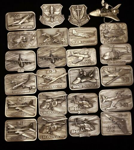 Lot of 24 vintage belt Buckle Connection 1980 1981 1982 1983 military aircraft