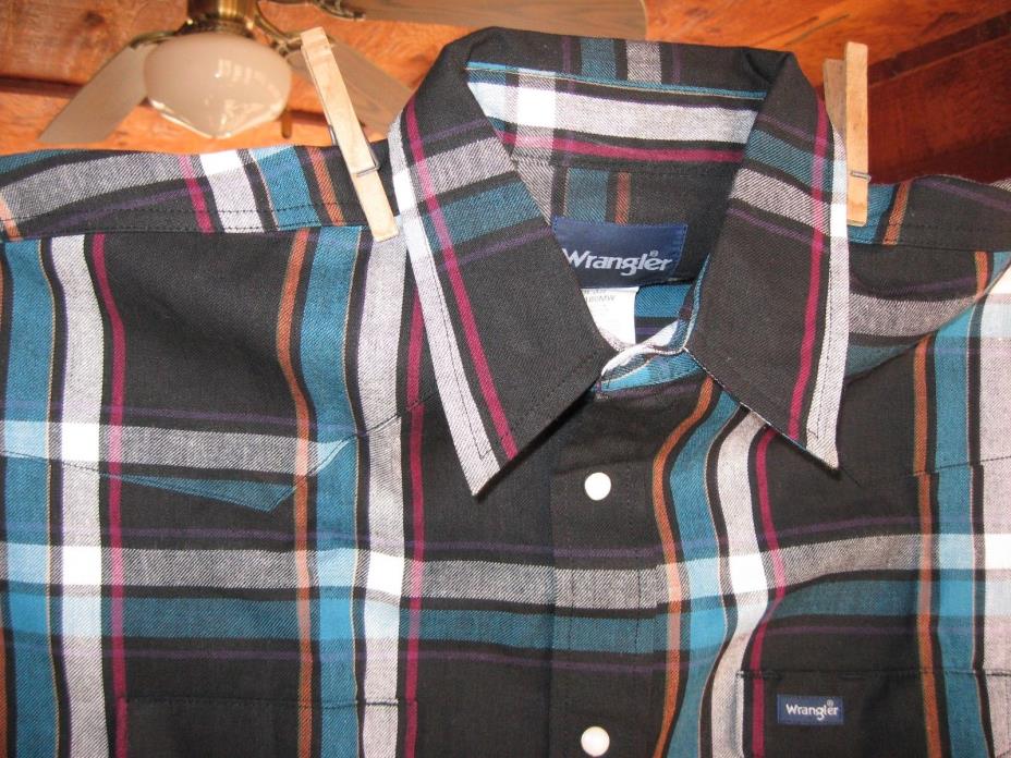 Wrangler Western Pocket LS Shirt, Size 16 1/2, Faux Pearl Buttons