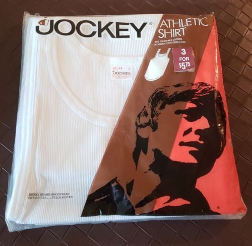 NEW Vintage 1974 Jockey Athletic Shirt Sleeveless Cotton 3 Pack Men's Large L