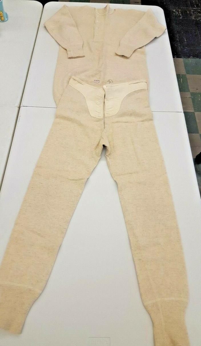 Vintage Wool Long Johns Long Underwear Pilgrim Sears Roebuck Men Top38 Bottom 34