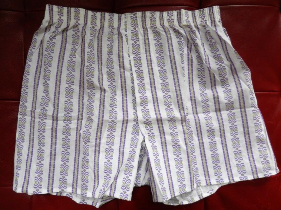 Vintage New sz 36 Boxer Shorts Underwear Sears Mens Store NOS Purple Green Print