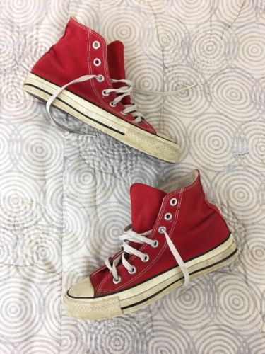 Vintage Converse Chuck Taylor Made in USA Red Canvas Hi Top Sneakers 5.5