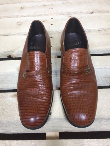 Mens Montgomery Ward Snakeskin Brown Shoes Size 9.5 D Vintage