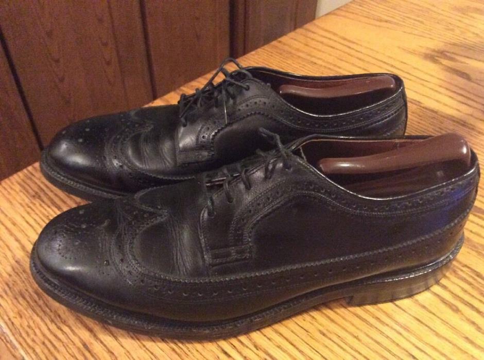 Vintage 1960/70sSEARS Imperial Quality Gold Bond Black Wingtip Leather Shoes 9ee