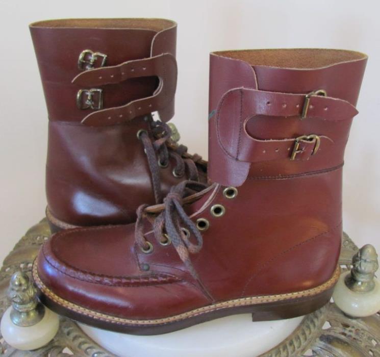 VTG 1950’s DEADSTOCK Boy's Oxblood COMBAT HIGH-TOP BOOTS w/RARE ARMY MAN Graphic