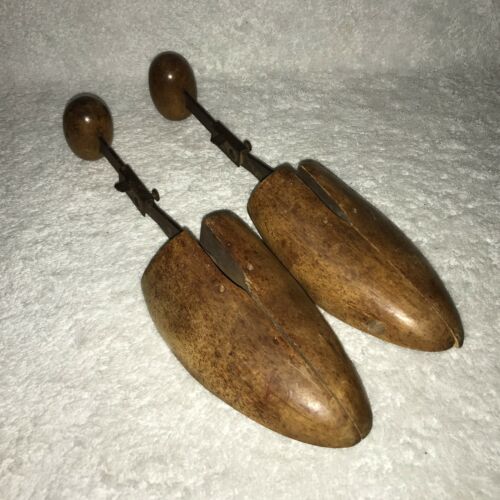 Vintage Wood Iron Shoe Form Tree Stretchers Antique Patent Date Feb 12 1924 Rare