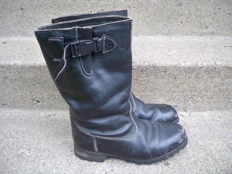 Vtg Work Motorcycle Black Leather Riding Biker Soft Toe Men's Lined Boots 11 US