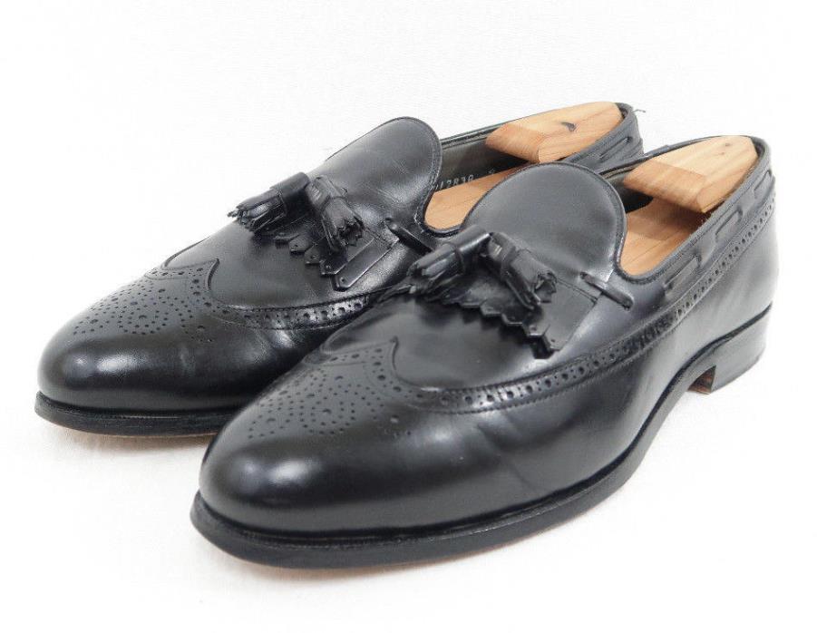 VTG FootJoy Mens Black Brogue Kiltie Longwing Tassel Loafers Shoes Size 10.5D