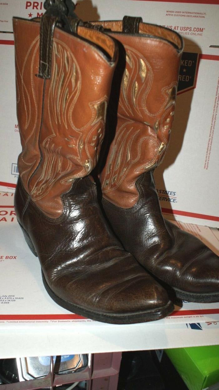 Vintage Acme Cowboy Boots Western Eagle Inlay Pee Wee Shortie Men’s 10.5D