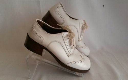 Orig Vtg 1970 Men's Retro Shoe 9.5 D Platform Heel White Vegan Leather Very Cool