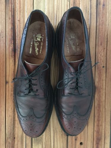 1940s FRANK BROTHERS Vintage Mahogany Calf Wingtips Brogues 10B/AA Resoled