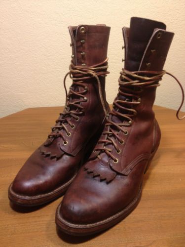 Vintage Leather Logger Lineman Riding Boots Hawthorn Boot Mfg. Spokane WA